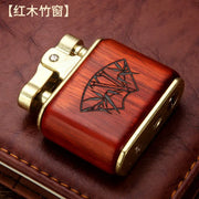 Vintage Sandalwood Kerosene Lighter Unique Cool Metal Gasoline Cigarette Encendedor Creative Petrol Oil Lighters Gadgets For Men