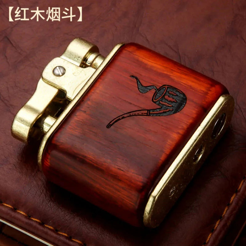 Vintage Sandalwood Kerosene Lighter Unique Cool Metal Gasoline Cigarette Encendedor Creative Petrol Oil Lighters Gadgets For Men