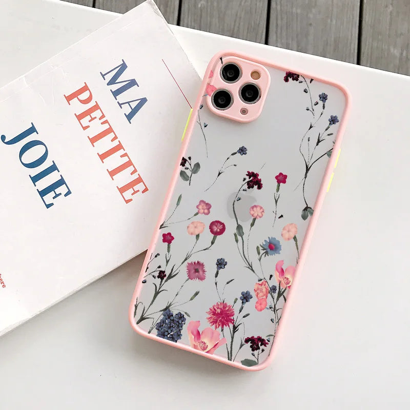 Hand Painted Phone Case For iPhone 17 16 15 X XS XR Flower Shockproof Case For iPhone 16 Plus 13 12 11 14 15 16 Pro MAX Cover