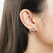 Love Heart Intertwined Stud Earrings for Women Rose Gold Color Crystal Earrings Wedding Engagement Jewelry For Bridal DFE030M