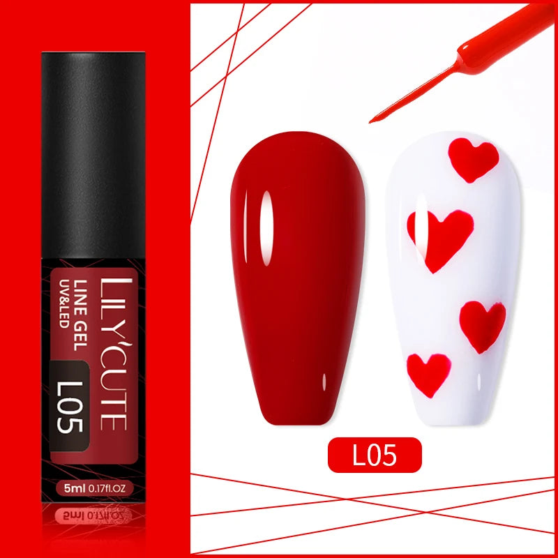 LILYCUTE 5ml Reflective Glitter Liner Gel Nail Polish Superflash Colorful Sparkling Graffiti Painting Stripe Pull Line Nail Gel