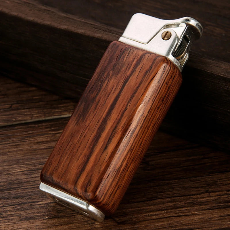 Vintage Sandalwood Kerosene Lighter Unique Cool Metal Gasoline Cigarette Encendedor Creative Petrol Oil Lighters Gadgets For Men