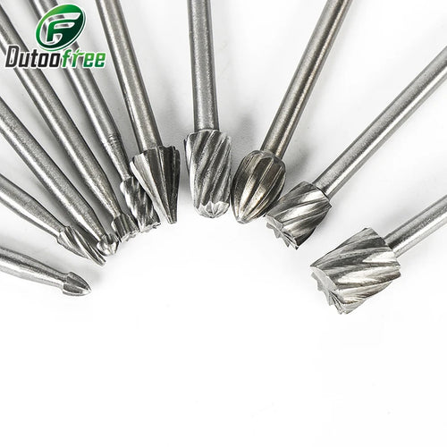 10PCS/Set HSS Rotary Burr Mill Cutter Routing Router Bit  Mini Drill Rotary Tool Accessories Woodworking Metalworking With Box