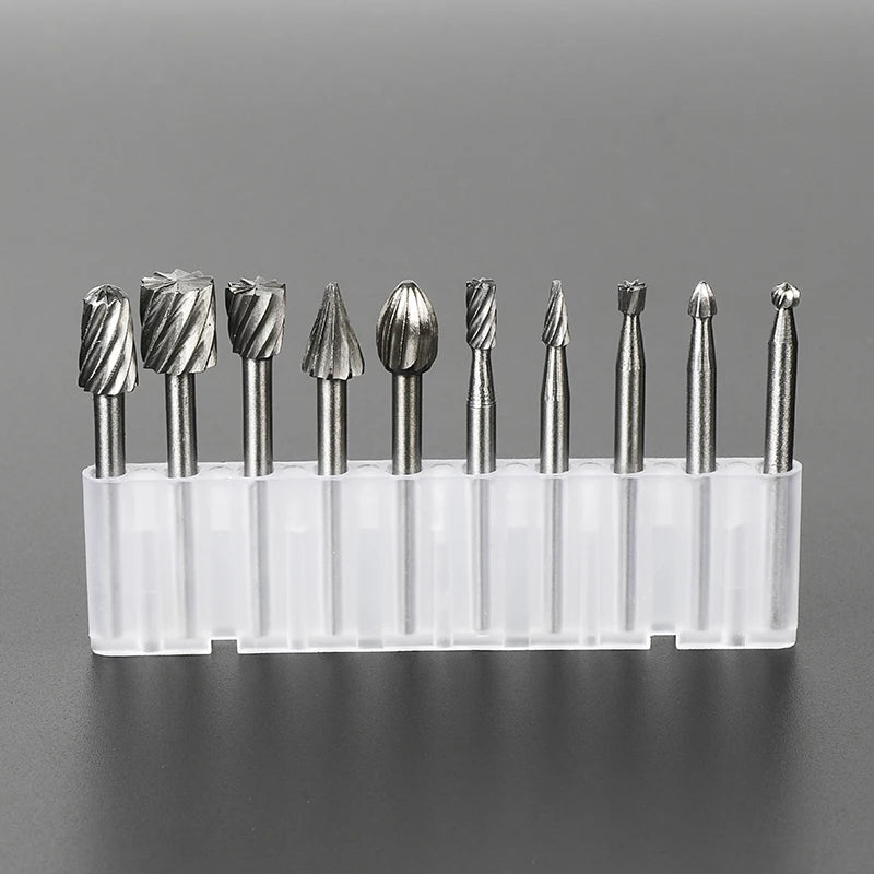 10PCS/Set HSS Rotary Burr Mill Cutter Routing Router Bit  Mini Drill Rotary Tool Accessories Woodworking Metalworking With Box