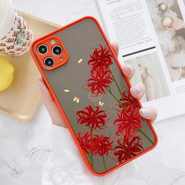 Hand Painted Phone Case For iPhone 17 16 15 X XS XR Flower Shockproof Case For iPhone 16 Plus 13 12 11 14 15 16 Pro MAX Cover