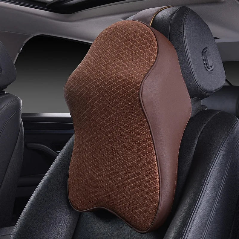 3D Spare Car Headrest Pillow Leather Ice Silk Automobile Neck Rest Waist Supports Cushion For Auto Seat Cover Accessories