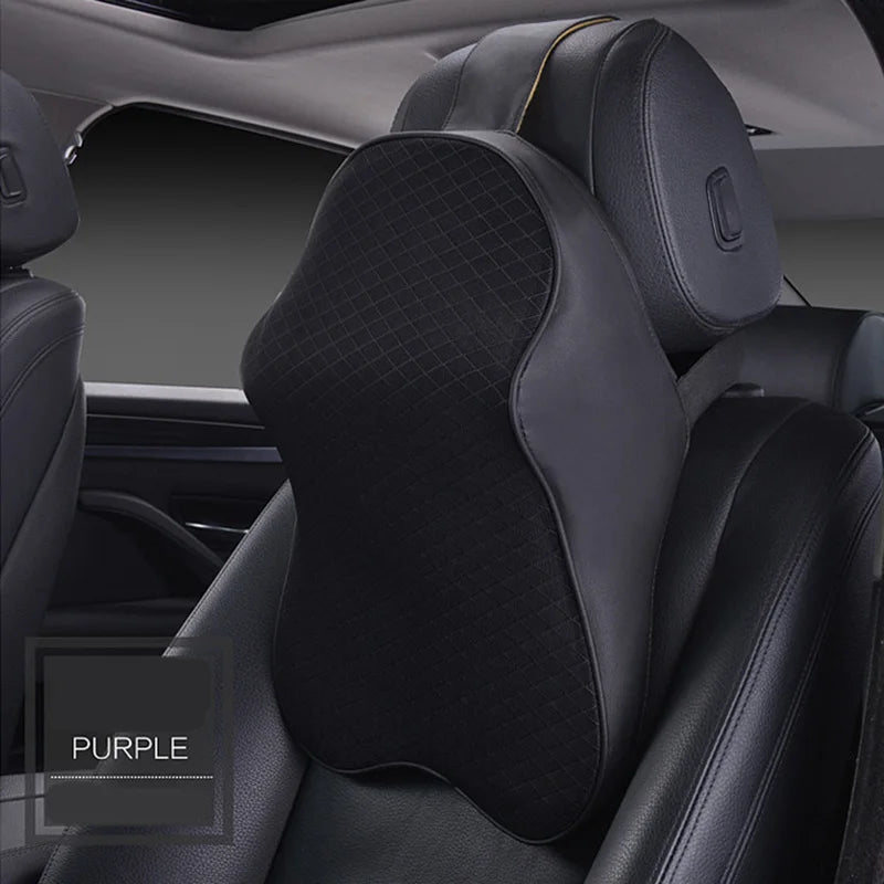3D Spare Car Headrest Pillow Leather Ice Silk Automobile Neck Rest Waist Supports Cushion For Auto Seat Cover Accessories