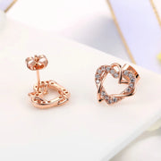 Love Heart Intertwined Stud Earrings for Women Rose Gold Color Crystal Earrings Wedding Engagement Jewelry For Bridal DFE030M