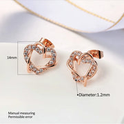 Love Heart Intertwined Stud Earrings for Women Rose Gold Color Crystal Earrings Wedding Engagement Jewelry For Bridal DFE030M