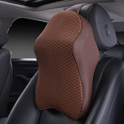 3D Spare Car Headrest Pillow Leather Ice Silk Automobile Neck Rest Waist Supports Cushion For Auto Seat Cover Accessories