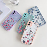 Hand Painted Phone Case For iPhone 17 16 15 X XS XR Flower Shockproof Case For iPhone 16 Plus 13 12 11 14 15 16 Pro MAX Cover