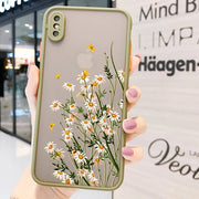 Hand Painted Phone Case For iPhone 17 16 15 X XS XR Flower Shockproof Case For iPhone 16 Plus 13 12 11 14 15 16 Pro MAX Cover
