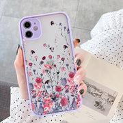 Hand Painted Phone Case For iPhone 17 16 15 X XS XR Flower Shockproof Case For iPhone 16 Plus 13 12 11 14 15 16 Pro MAX Cover