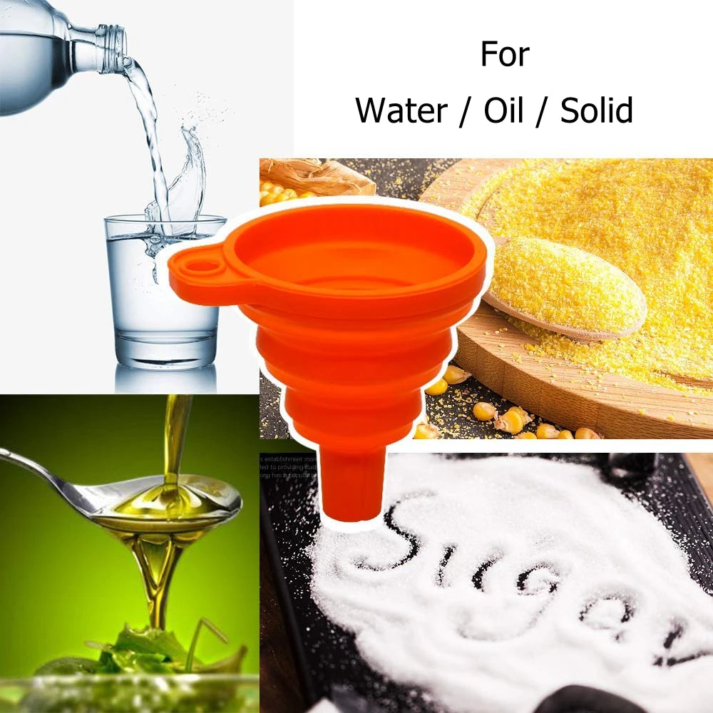 Funnels for Filling Bottles Kitchen Funnel Small Food Grade Silicone Collapsible Funnel for Filling Water Bottle Liquid Powder
