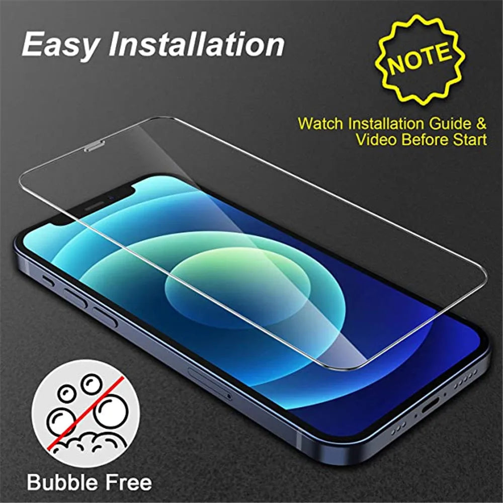 4PCS Protective Glass On For iPhone 17 16 15 14 13 12 11 Pro XR X XS Max Screen Protector For iPhone 7 8 6 Plus 12 13 Mini Glass