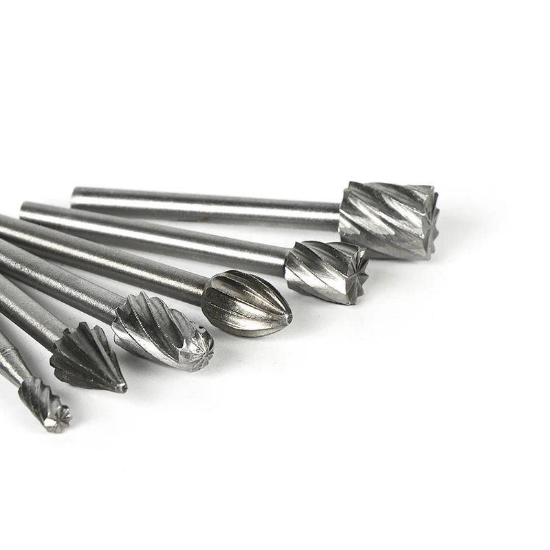 10PCS/Set HSS Rotary Burr Mill Cutter Routing Router Bit  Mini Drill Rotary Tool Accessories Woodworking Metalworking With Box