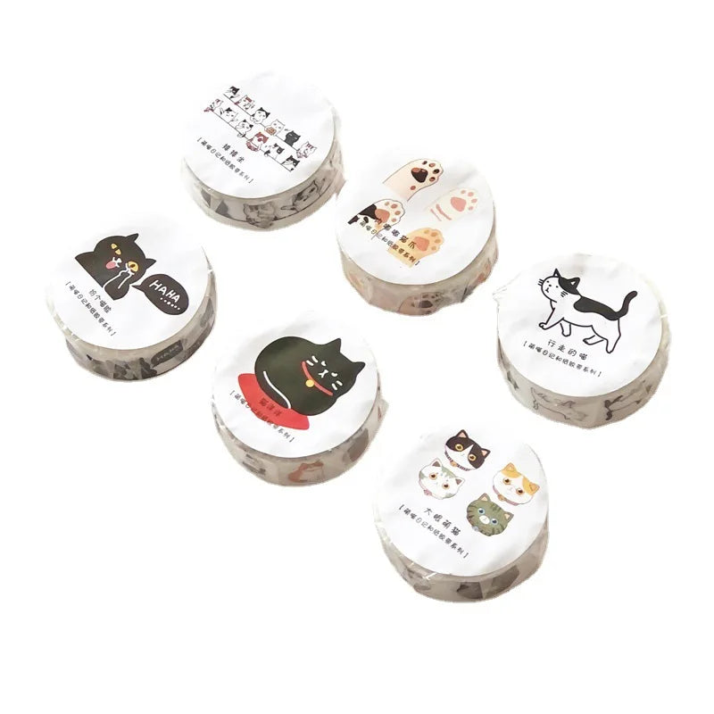1 Roll Cute Kawaii Adorable Cat Adhesive Paper Washi Tape Masking Tape DIY Scrapbooking Stick Label