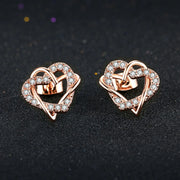 Love Heart Intertwined Stud Earrings for Women Rose Gold Color Crystal Earrings Wedding Engagement Jewelry For Bridal DFE030M