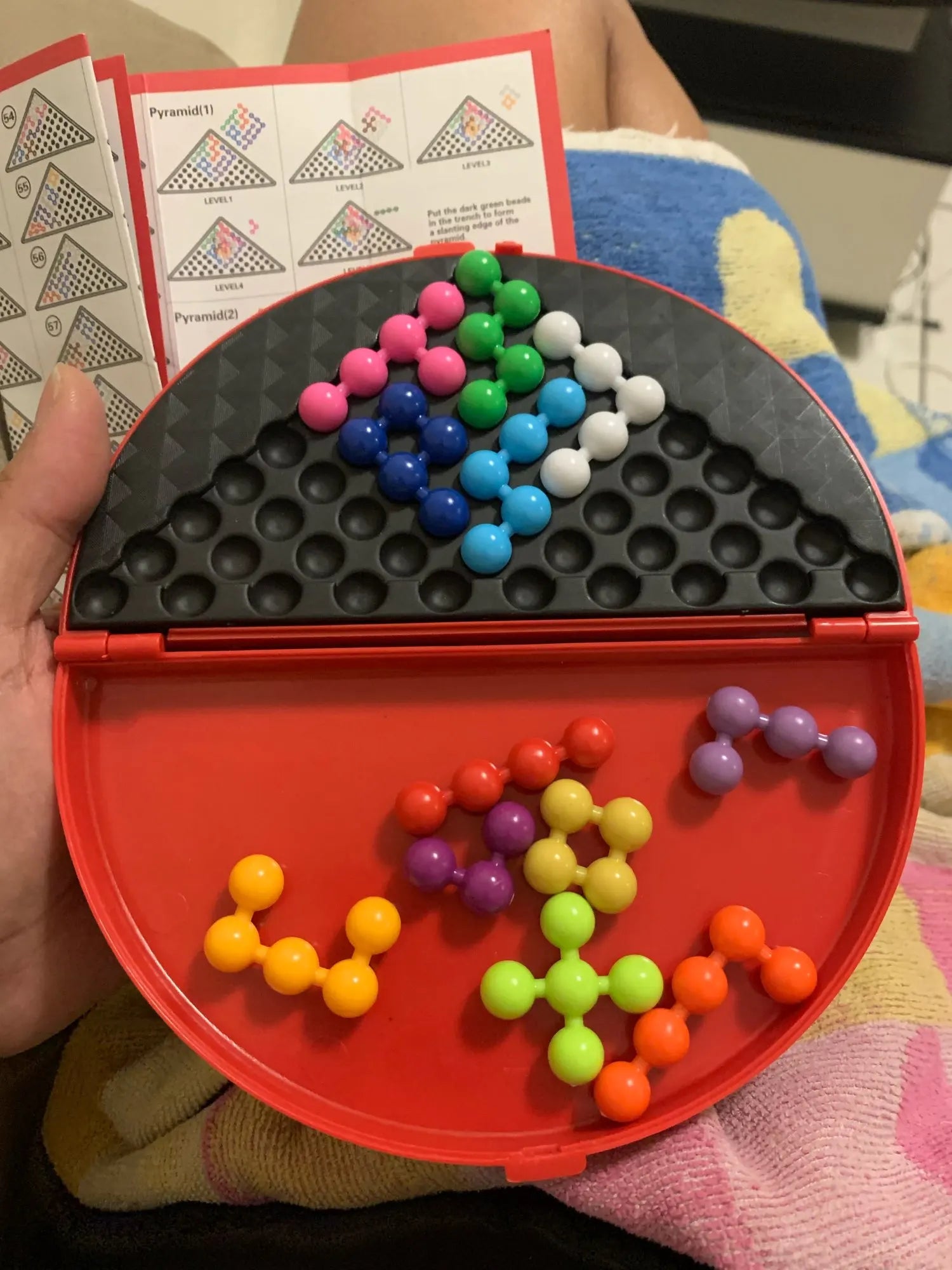 Classic IQ 3D Puzzle Board Game Pyramid Plate with Pearl Beads Children's Logical Thinking Montessori Educational Toy Gift