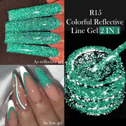 LILYCUTE 5ml Reflective Glitter Liner Gel Nail Polish Superflash Colorful Sparkling Graffiti Painting Stripe Pull Line Nail Gel