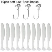 10PCS Soft Lure 5.5cm 7cm 10cm T Tail Worm 3PCS Jigging Head Hook 3g 5g 10g Metal Jig Carp Fishing Pesca Swimbait Gear Kit Bait