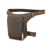 CONTACT'S Genuine Leather Motorcycle Waist Leg Bag Men Hip Bum Pack Leg Side Bag Vintage Outdoor Rider Bag Tactical Travel Bags