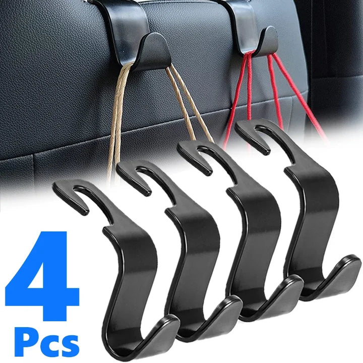 4Pcs Hooks for Bags Car Clips Front Seat Headrest Organizer Holder Auto Fastener Hangers Car Storage Interior Accessories