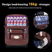 Car Seat Back Organizer with Foldable Table Tray PU Leather Storage Organizer with Pockets Kick Mats Seat Interior Accessories