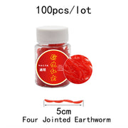100pcs/Bottle Realistic Tackle Soft Lure Bass Bream Bloodworm Fishing Lure Earthworm Worm Rubber Red Worms Baits Fishy Smell