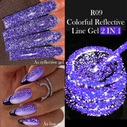 LILYCUTE 5ml Reflective Glitter Liner Gel Nail Polish Superflash Colorful Sparkling Graffiti Painting Stripe Pull Line Nail Gel