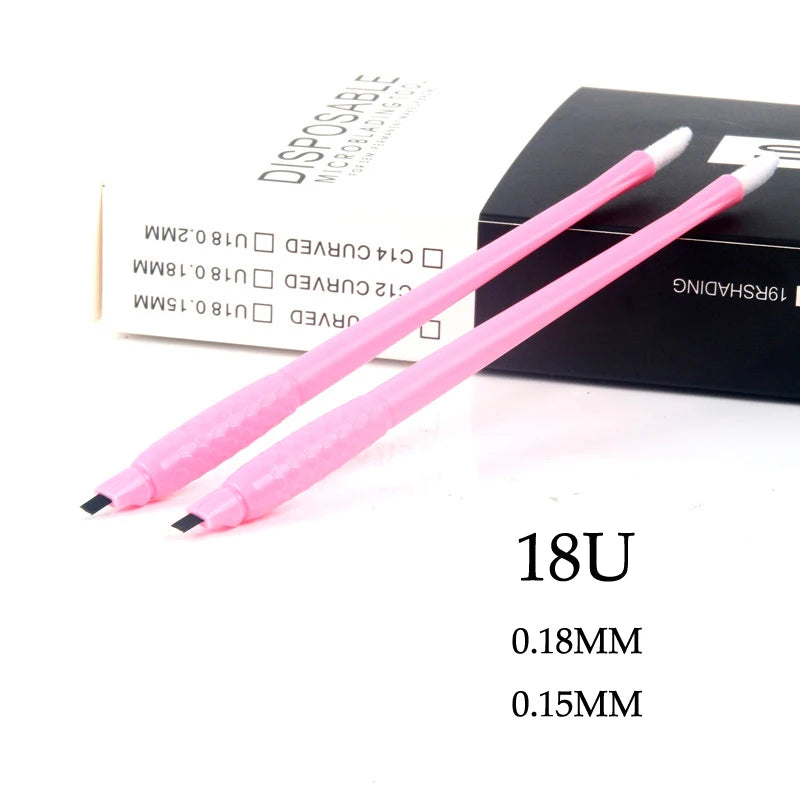 10pcs/box Disposable Microblading Eyebrow Pen With 18U  Blade Sterilize Manual Pen Hand Tool For Semi Permanent Makeup Eyebrow
