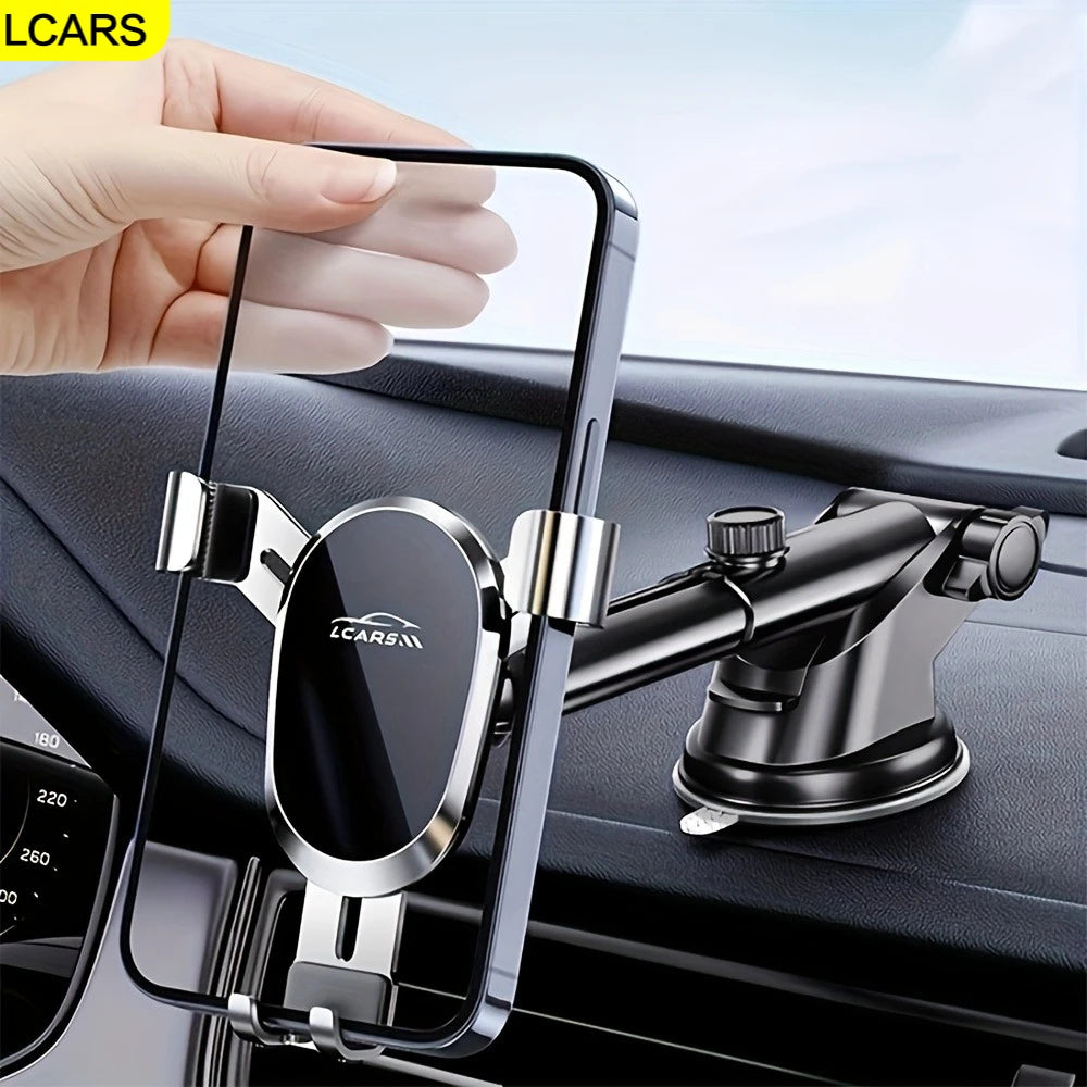 Lcars Car Phone Holder, Universal Gravity Mount for Vehicles, Anti-Shake Vacuum Suction Cup Adhesive Reinforced Holder, Dedicated Phone Holder for Dashboard Navigation and Entertainment, Suitable for Smartphones
