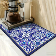 Printed Dish Drying Mat Super Absorbent Coffee Drain Pad Tableware Draining Pad Quick Dry Rug Kitchen Dinnerware Placemat