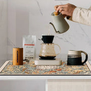 Printed Dish Drying Mat Super Absorbent Coffee Drain Pad Tableware Draining Pad Quick Dry Rug Kitchen Dinnerware Placemat