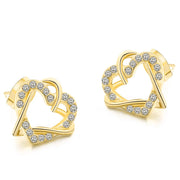 Love Heart Intertwined Stud Earrings for Women Rose Gold Color Crystal Earrings Wedding Engagement Jewelry For Bridal DFE030M