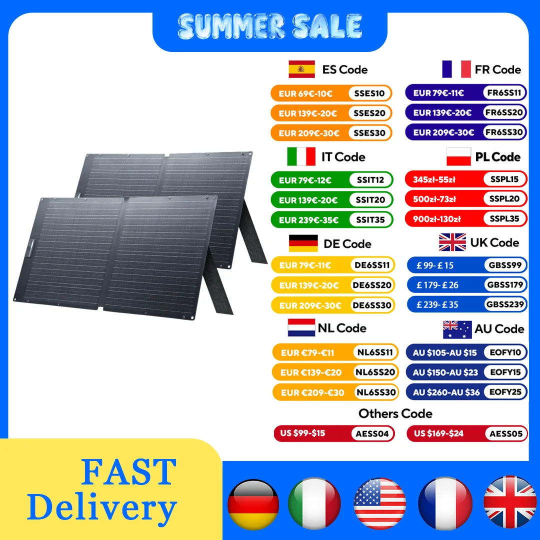ALLPOWERS SE100 Foldable Portable Solar Panel 100W / 200W Solar Charger 23% Efficient IP67 for PRV Camping RVs Home Off Grid