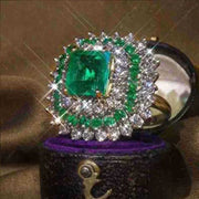 Fashion Square Shape Champagne Big Crystal Designer Hyperbole  Ring for Women Engagement Wedding Stone Rings Whole Sale