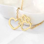 Hollow Pet Paw Footprint Necklaces Cute Animal Dog Cat Love Heart Pendant  For Women Girls Jewelry
