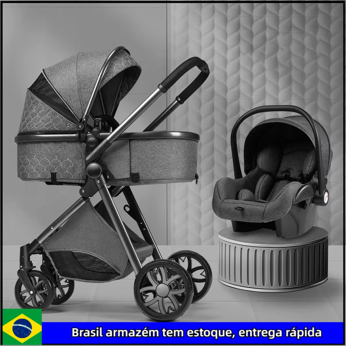 Multi-functional Baby Stroller 3 in1,Portable Baby Carriage,Fold Pram,High Landscape Stroller,Newborn stroller With Car-Seat