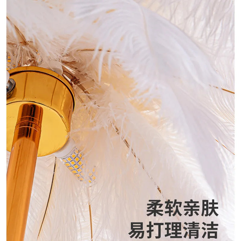 Modern Nordic Ostrich Feather Floor Lamp, Living Room, Dining Bedroom, Study Desk Interior Decoration LED Lighting