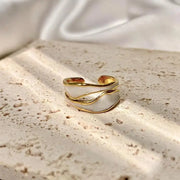 Retro Gold Color Double Oil Drip Open Rings for Women Luxury Irregular Adjustable Finger Ring 2025 New Trendy Wedding Jewelry