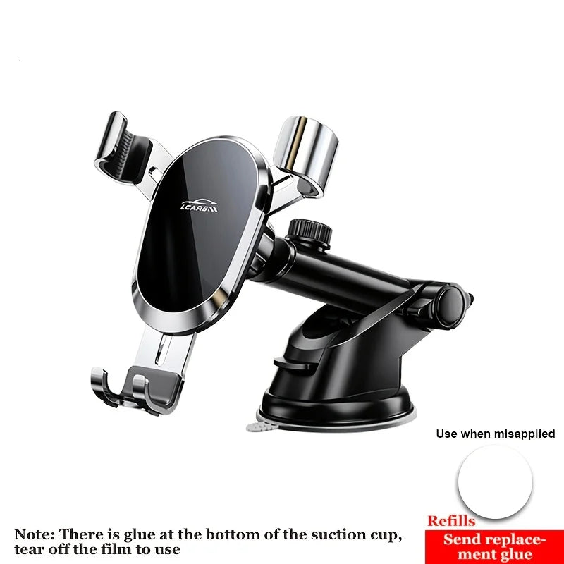 Lcars Car Phone Holder, Universal Gravity Mount for Vehicles, Anti-Shake Vacuum Suction Cup Adhesive Reinforced Holder, Dedicated Phone Holder for Dashboard Navigation and Entertainment, Suitable for Smartphones