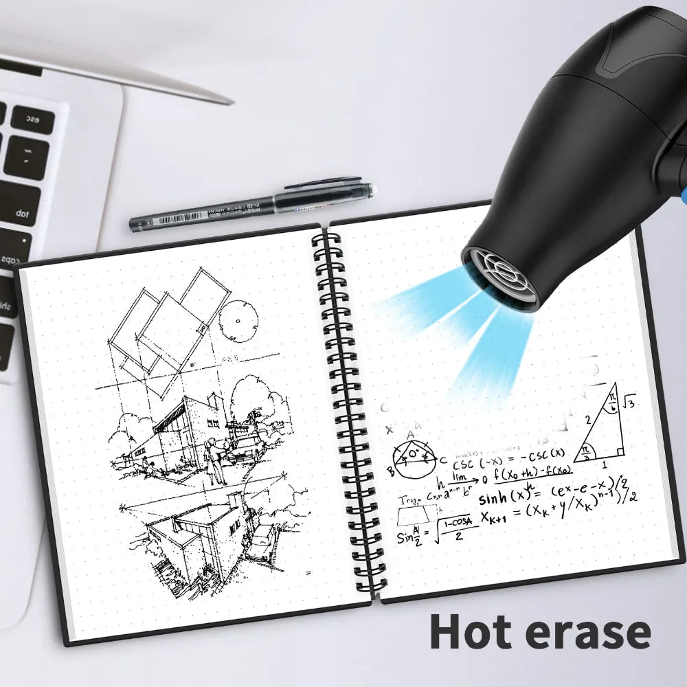A6 size Smart Reusable Erasable Notebook Microwave Wave Cloud Erase Notepad Note Pad Lined With Pen save paper