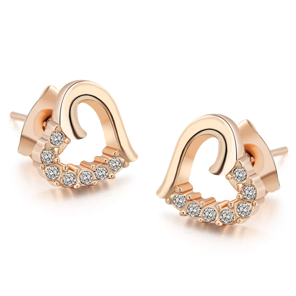 Love Heart Intertwined Stud Earrings for Women Rose Gold Color Crystal Earrings Wedding Engagement Jewelry For Bridal DFE030M