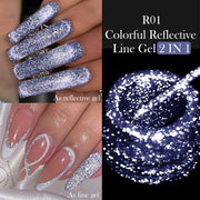 LILYCUTE 5ml Reflective Glitter Liner Gel Nail Polish Superflash Colorful Sparkling Graffiti Painting Stripe Pull Line Nail Gel