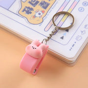 Cartoon Mini Stapler Keychain Kawaii Animal Trumpet Stapler Book Paper Binding Machines Student Stationery Cute Desk Accessories