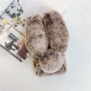 Soft Plush Case For iPhone 13 14 15 11 12 Pro XR X Xs Max 7 8 6 6s Plus 5 5S SE mini 3D Furry Rabbit Bunny Warm Fur Hair Cover