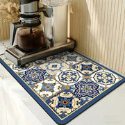 Printed Dish Drying Mat Super Absorbent Coffee Drain Pad Tableware Draining Pad Quick Dry Rug Kitchen Dinnerware Placemat