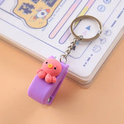 Cartoon Mini Stapler Keychain Kawaii Animal Trumpet Stapler Book Paper Binding Machines Student Stationery Cute Desk Accessories