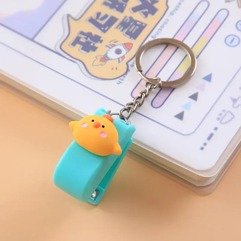 Cartoon Mini Stapler Keychain Kawaii Animal Trumpet Stapler Book Paper Binding Machines Student Stationery Cute Desk Accessories